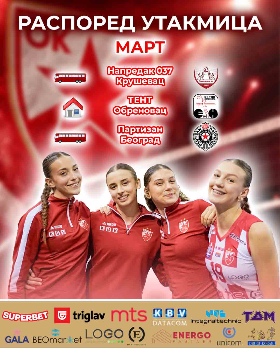 Raspored utakmica seniorke Superliga 6